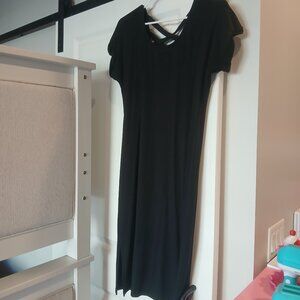 GREAT WOMEN'S ATHLETA BLACK SMALL KNEE LENGTH MIDI CRISS CROSS BACK DRESS
